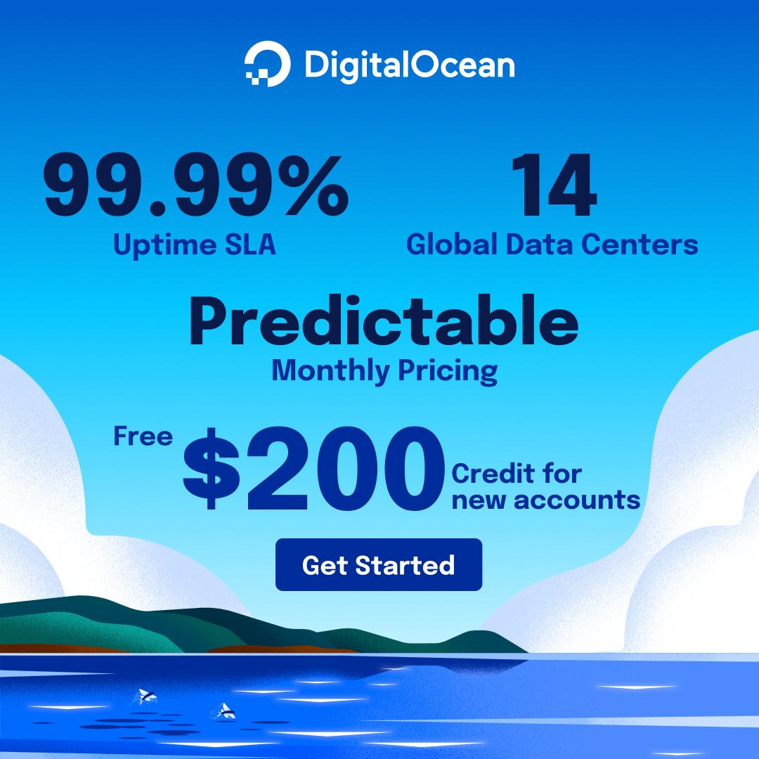 Digital Ocean Hosting $200 Credit Free Trial